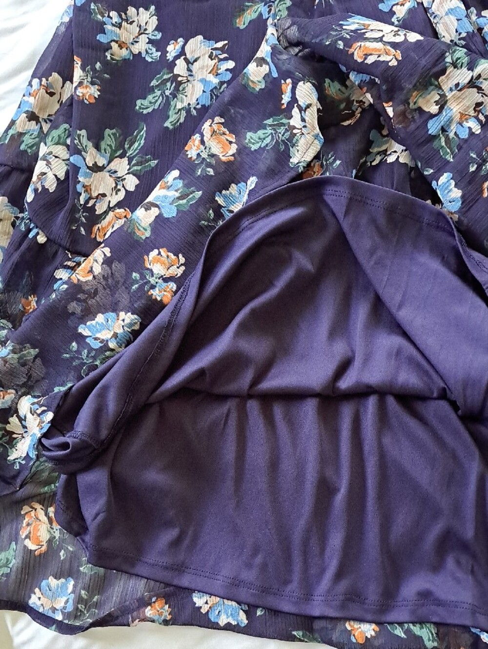 NWT LC Lauren Conrad Navy Floral Romantic Puff-Sleeve Midi Dress Garden Party M - Picture 10 of 16